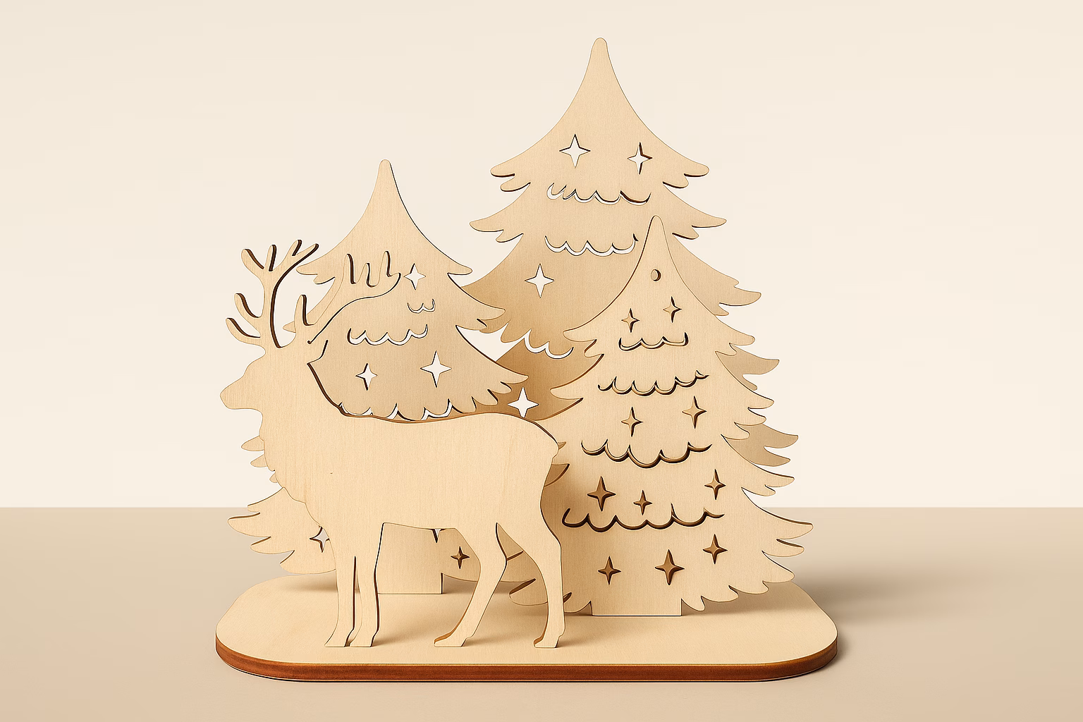 Rentier mit Tannenbäumen | Beleuchtete Weihnachtsdeko