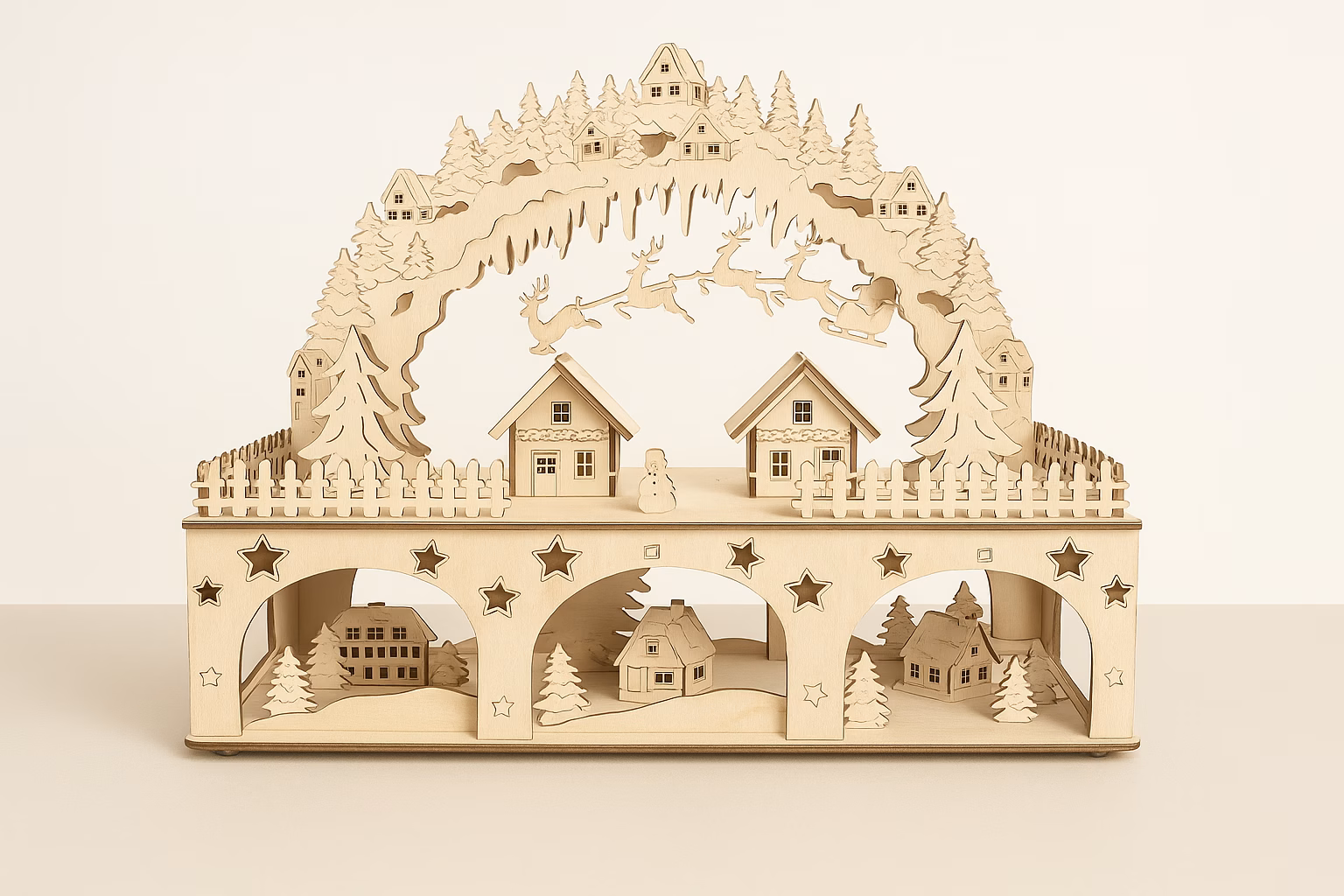Schwibbogen Weihnachtsdorf | Winterlandschaft auf 2 Etagen