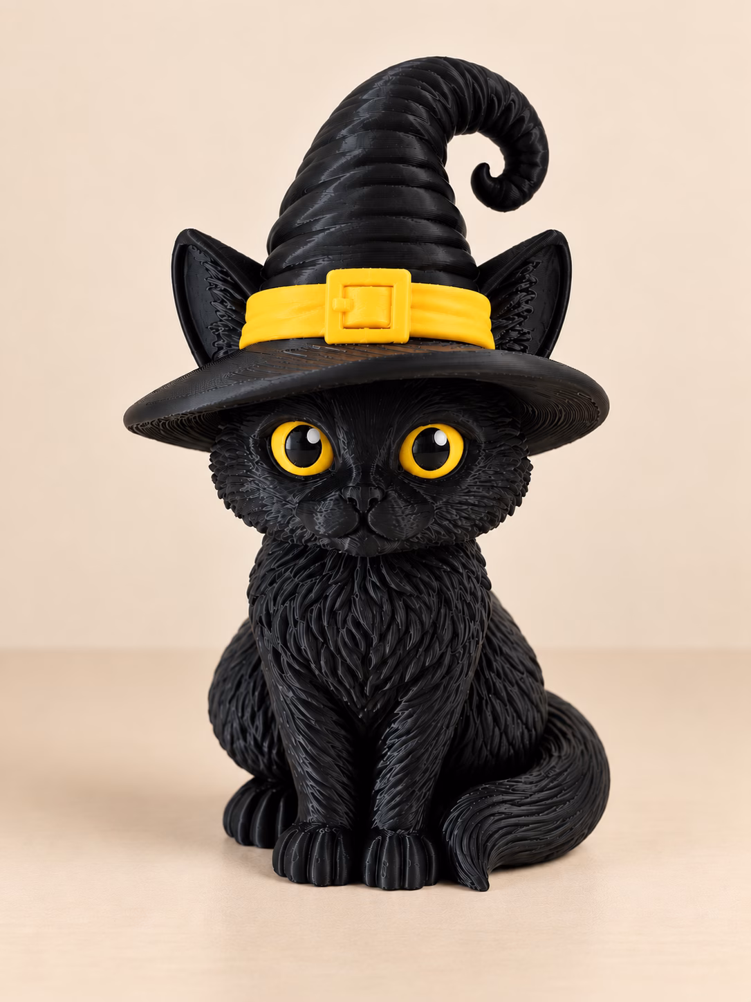 Schwarze Katze mit Hexenhut | Halloween Dekoration