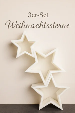 Weihnachtssterne im 3er Set aus PLA – moderne Weihnachtsdeko zum Selbstgestalten