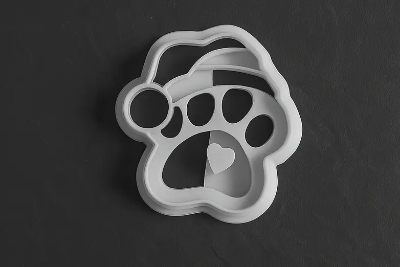 Ausstechform Pfote mit Weihnachtsmütze