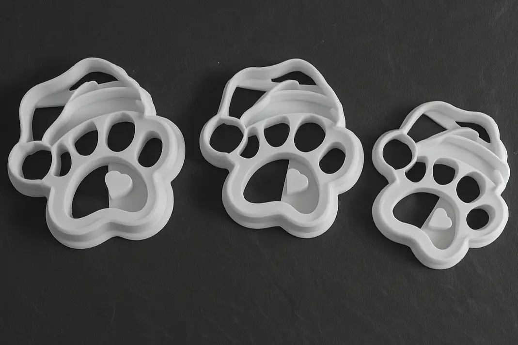 Ausstechform Pfote mit Weihnachtsmütze