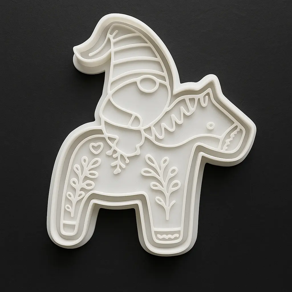 Ausstechform Wichtel auf Dalapferd inkl. Stempel