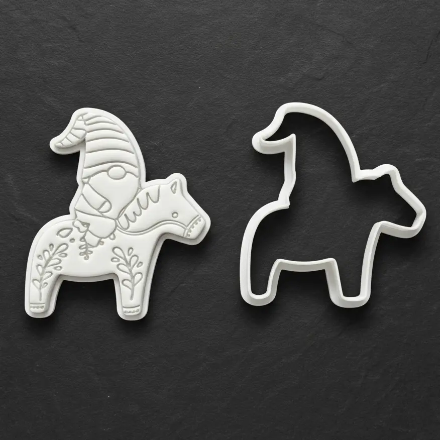 Ausstechform Wichtel auf Dalapferd inkl. Stempel