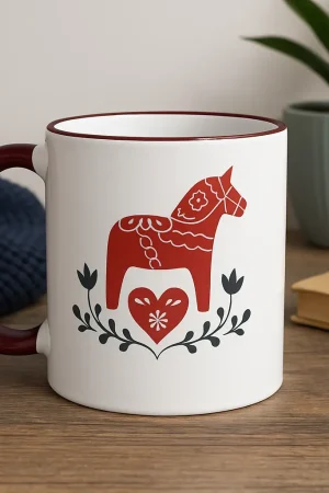 Dalahäst Tasse – skandinavisches Motiv im Folklore-Stil