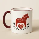 Dalahäst Tasse – skandinavisches Motiv im Folklore-Stil