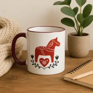 Dalahäst Tasse – skandinavisches Motiv im Folklore-Stil