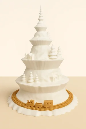 Weihnachtsbaum mit Zug – stilvolle Winterdeko