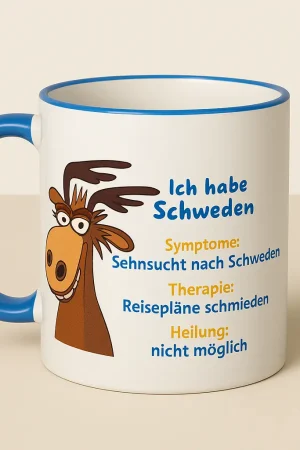 Elch Tasse Sehnsucht nach Schweden mit Spruch