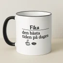 Tasse mit schwedischem Spruch „den bästa tiden på dagen“ – Keramiktasse 330 ml, spülmaschinengeeignet