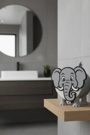 Klopapierhalter Elefant Gustav Rückseite – witziger Toilettenpapierhalter