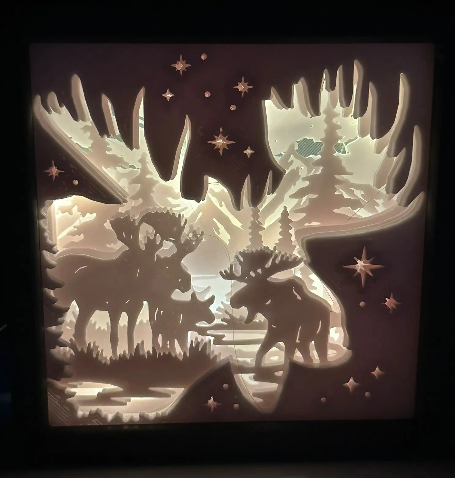 Leuchtrahmen Elchmotiv beleuchtet – dekorative LED Deko