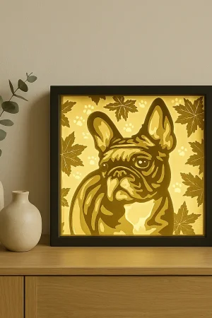 Leuchtrahmen Französische Bulldogge beleuchtet – dekorative LED Hundedeko