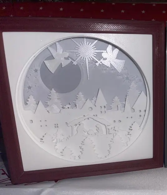 Leuchtrahmen Krippe unbeleuchtet – 3D Schattenbox Weihnachten