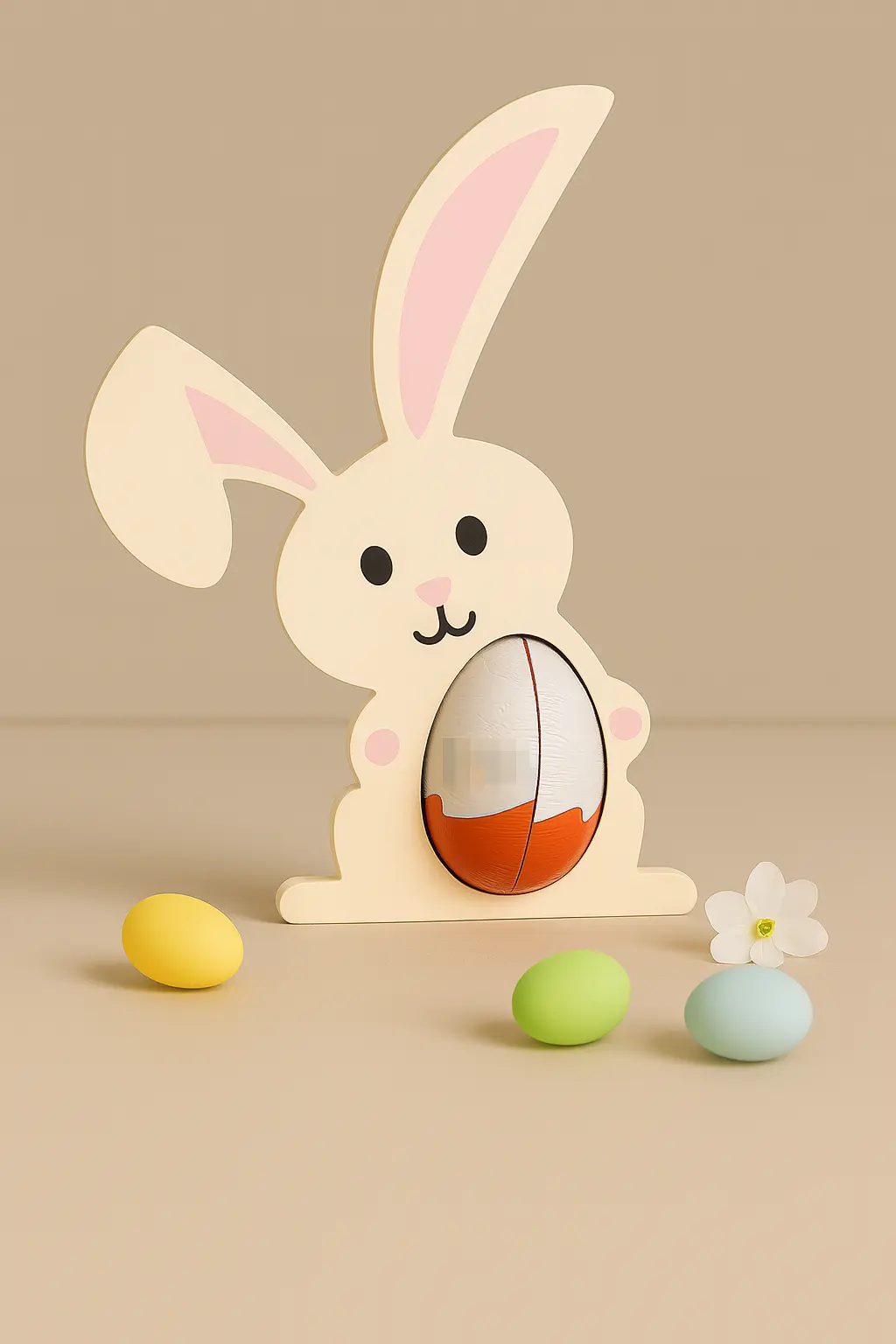 Osterhase Deko mit Schokoladenei als Oster-Mitbringsel