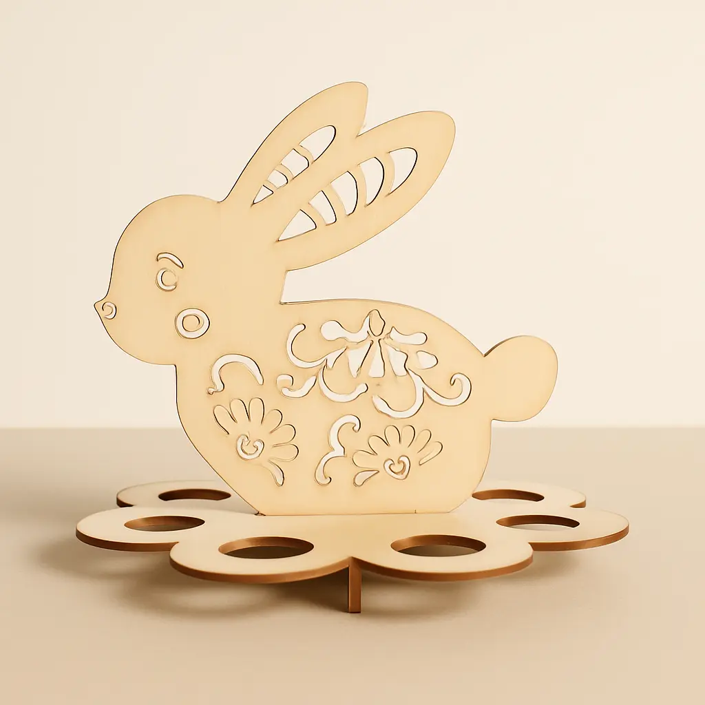 Osterhase Figur Holz mit Platz für mehrere Eier