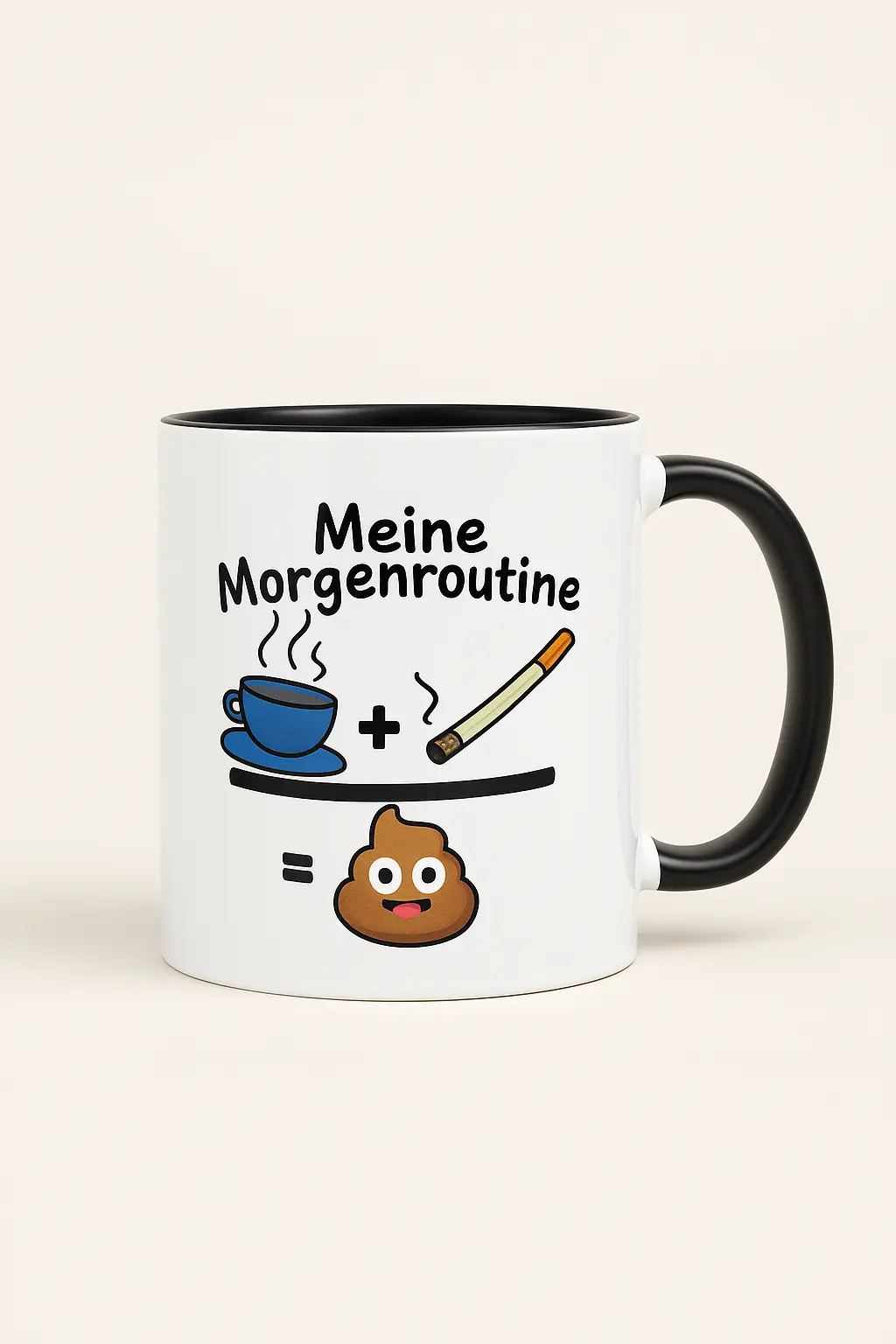 Spruchtasse – Kaffee + Zigarette = Morgenroutine