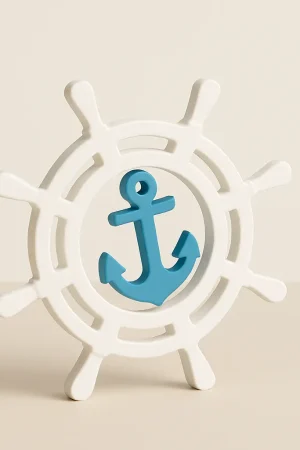 Maritimes Steuerrad mit Anker