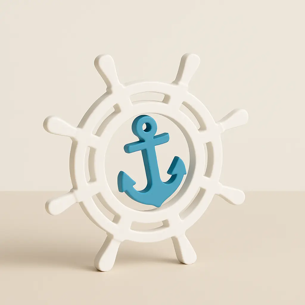 Maritimes Steuerrad mit Anker