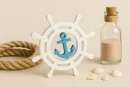 Maritimes Steuerrad mit Anker
