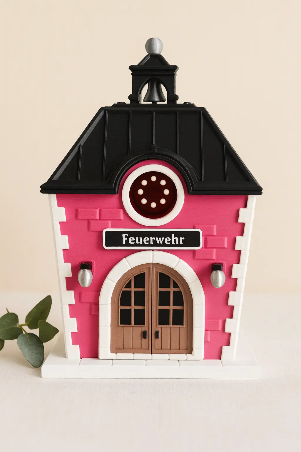 Vogelhaus/Nistkasten Feuerwehrhaus an Baum befestigt