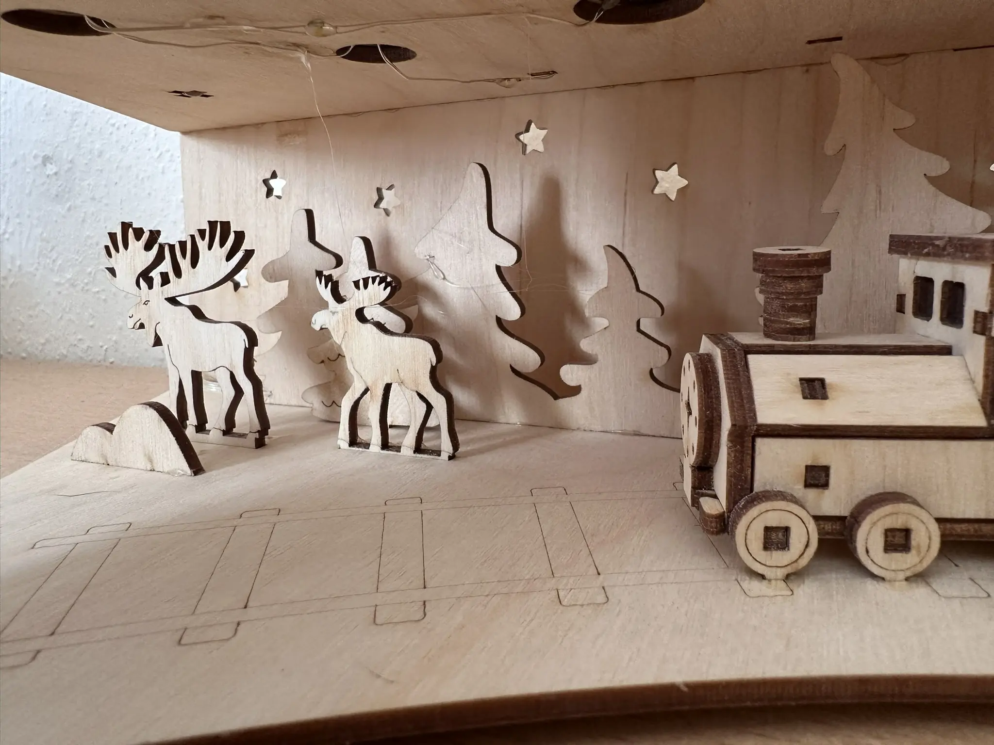 Weihnachtsdorf Winterstadt mit Lokomotive – Deatisl-Elche