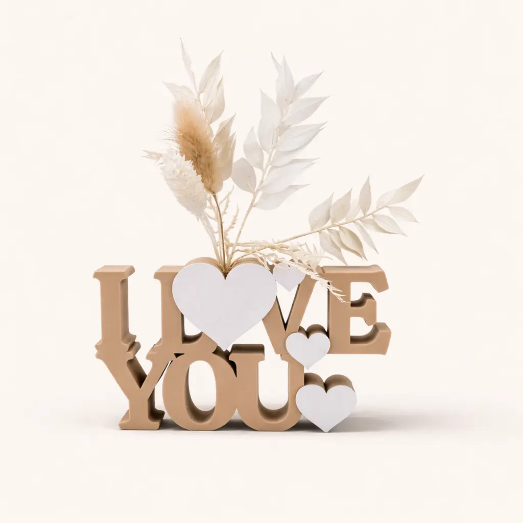 I love you Schriftzug mit Herzen