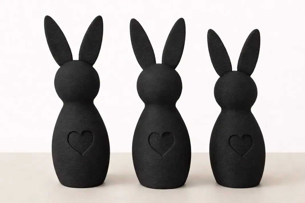 Drei Hasen Figuren mit Herz