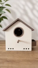 Vogelhaus Nistkasten mit Futterstelle in modernem Design